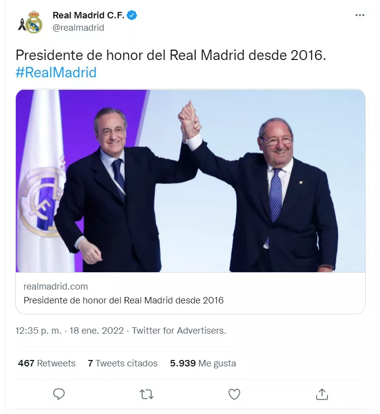 D PACO GENTO PRESIDENTE DE HONOR DEL REAL MADRID
